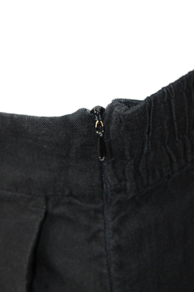 Club Monaco Women Black Cropped Linen Viscose Pants Bohemian Zip Size 4
