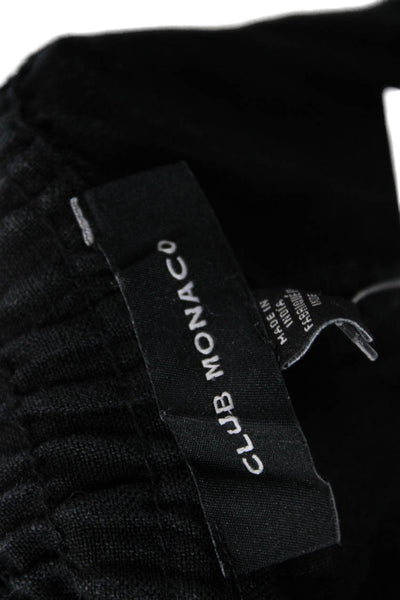 Club Monaco Women Black Cropped Linen Viscose Pants Bohemian Zip Size 4