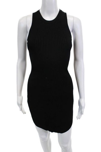 Ronny Kobo Women Bodycon Mini Dress Black Sleeveless Gothic Drawstring Size XS