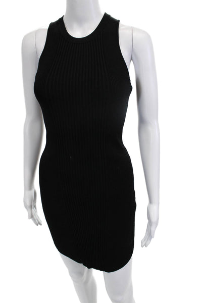 Ronny Kobo Women Bodycon Mini Dress Black Sleeveless Gothic Drawstring Size XS