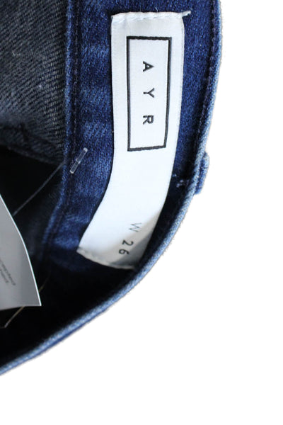 AYR Women Cropped Dark Blue Mid Rise Denim Jeans Inseam 27 Size 26