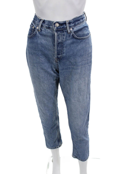 Everlane Womens Cropped Ankle Jeans Blue Mid Rise Button Cotton Size 26