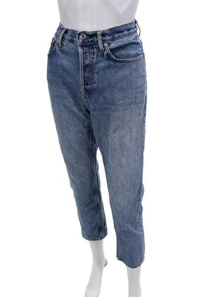 Everlane Womens Cropped Ankle Jeans Blue Mid Rise Button Cotton Size 26