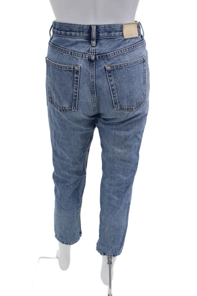 Everlane Womens Cropped Ankle Jeans Blue Mid Rise Button Cotton Size 26