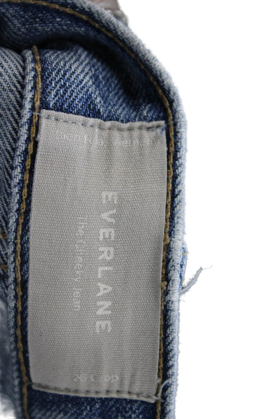 Everlane Womens Cropped Ankle Jeans Blue Mid Rise Button Cotton Size 26