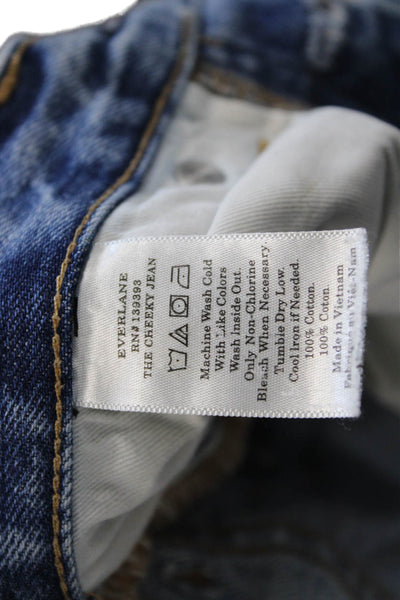 Everlane Womens Cropped Ankle Jeans Blue Mid Rise Button Cotton Size 26