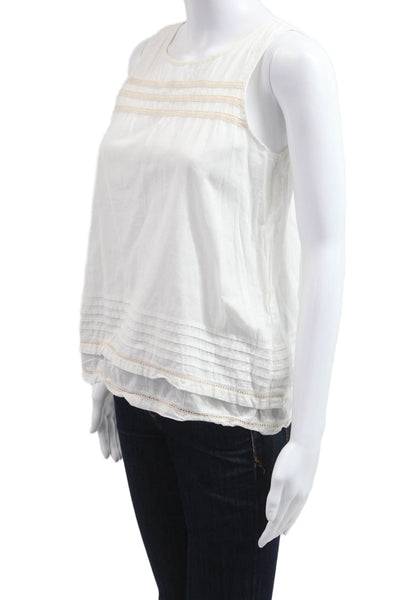 Lilla P Womens White Cotton Sleeveless Basic Tank Size XS