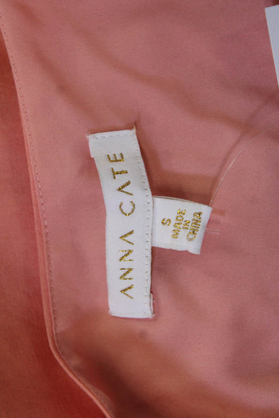 Ann Cate Women Pink Cotton V Neck Short Sleeve Bohemian Blouse Size S