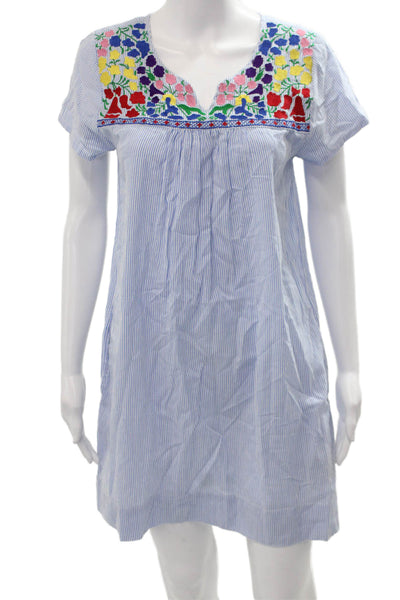 Liza Byrd Womens Shirt Dress Light Blue Floral V-Neck Short Sleeve Size S