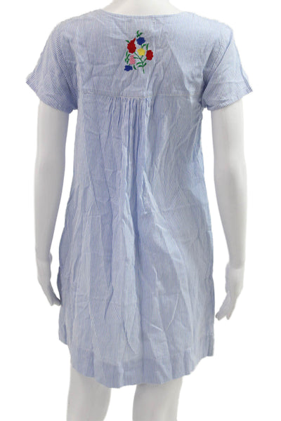 Liza Byrd Womens Shirt Dress Light Blue Floral V-Neck Short Sleeve Size S