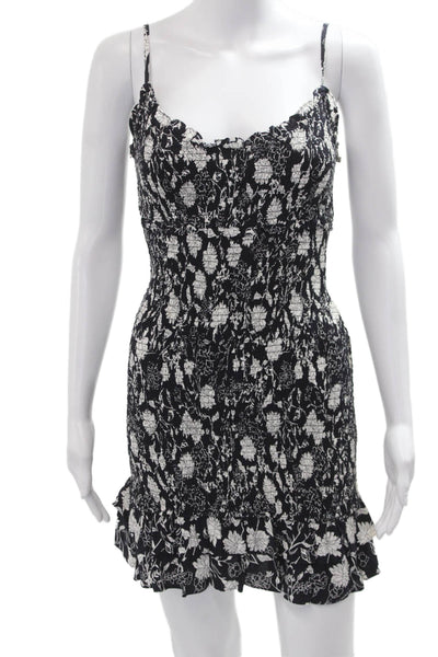 Likely Womens Black Floral Mini Sundress Rayon Sleeveless Size 2