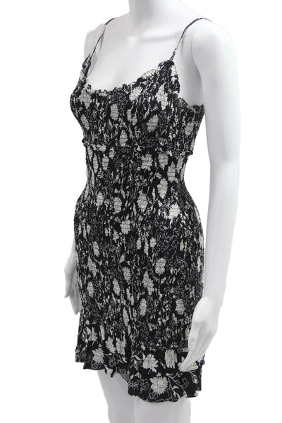 Likely Womens Black Floral Mini Sundress Rayon Sleeveless Size 2