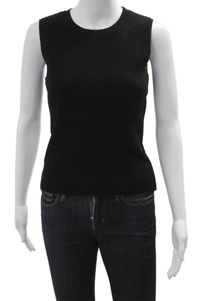 Halogen Women Black Basic Tank Crew Neck Petite Size XS