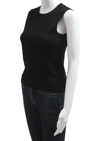 Halogen Women Black Basic Tank Crew Neck Petite Size XS
