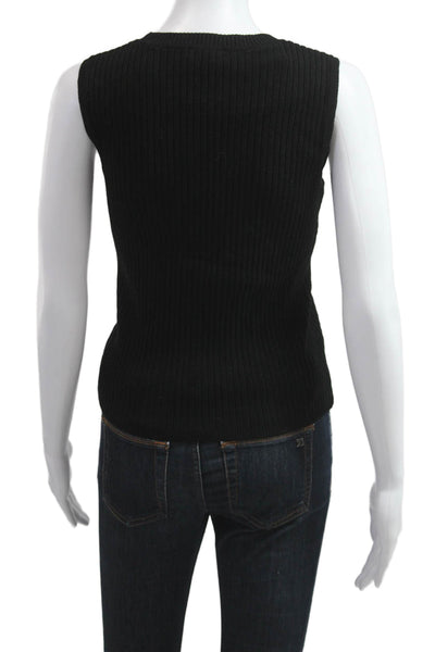 Halogen Women Black Basic Tank Crew Neck Petite Size XS
