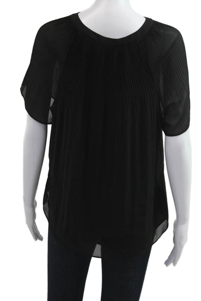 Halogen Womens Black V-Neck Short Sleeve Solid Polyester Blouse Size XS