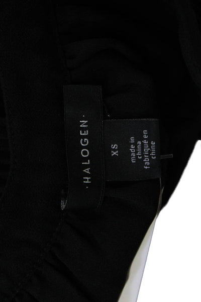 Halogen Womens Black V-Neck Short Sleeve Solid Polyester Blouse Size XS