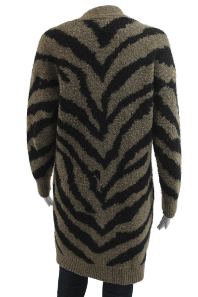 Aqua Women V-Neck Long Sleeve Beige Animal Print Cardigan Size XS