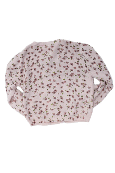 Zara Childrens Girls Floral Print Button Down Cardigan Sweater Pink Size 2