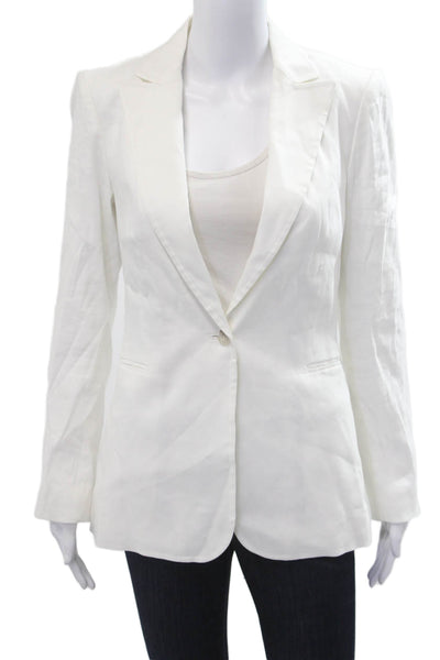 Antonio Melani Women White Collared Button Blazer Long Sleeve Size 2