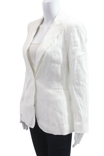Antonio Melani Women White Collared Button Blazer Long Sleeve Size 2