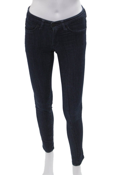 Adriano Goldschmied Women Ankle Skinny Jeans Dark Blue Mid Rise Button Size 24
