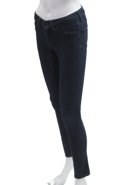 Adriano Goldschmied Women Ankle Skinny Jeans Dark Blue Mid Rise Button Size 24