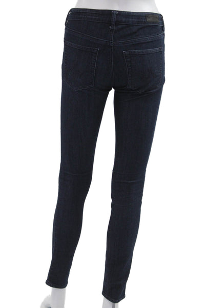 Adriano Goldschmied Women Ankle Skinny Jeans Dark Blue Mid Rise Button Size 24