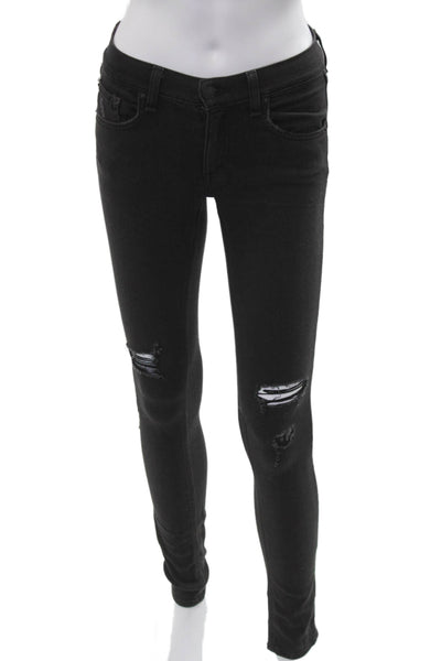 Rag & Bone Womens Skinny Jeggings Black Mid Rise Button Size 24