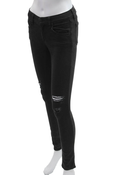 Rag & Bone Womens Skinny Jeggings Black Mid Rise Button Size 24