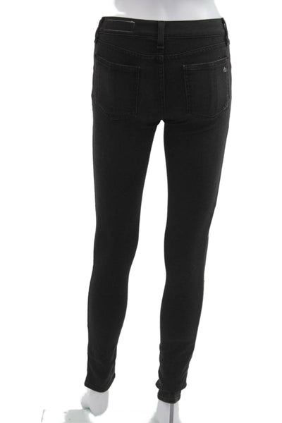 Rag & Bone Womens Skinny Jeggings Black Mid Rise Button Size 24
