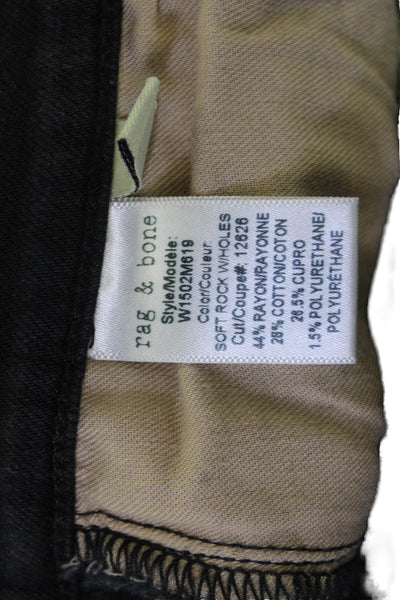 Rag & Bone Womens Skinny Jeggings Black Mid Rise Button Size 24