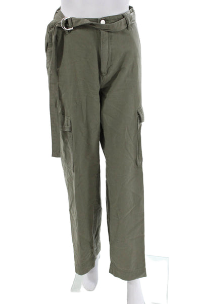 DL1961 Womens Green Cargo Pants Linen Blend Buckle Size 28