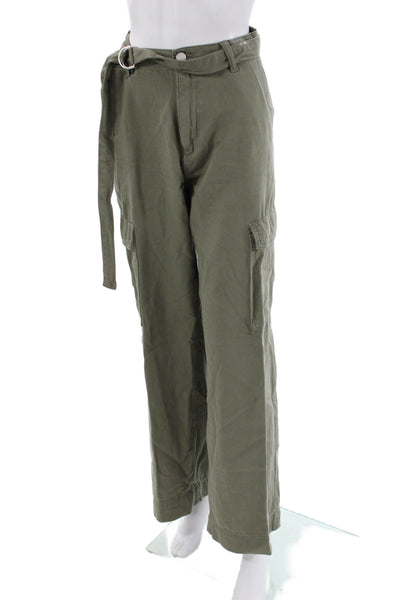 DL1961 Womens Green Cargo Pants Linen Blend Buckle Size 28