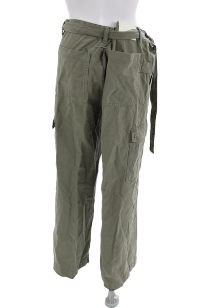 DL1961 Womens Green Cargo Pants Linen Blend Buckle Size 28