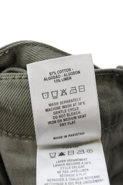 DL1961 Womens Green Cargo Pants Linen Blend Buckle Size 28