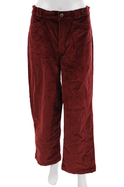 Madewell Unisex Red 90s Solid Button Cotton Modal Elastane Pants Size 28