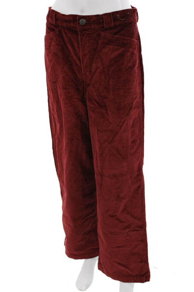 Madewell Unisex Red 90s Solid Button Cotton Modal Elastane Pants Size 28