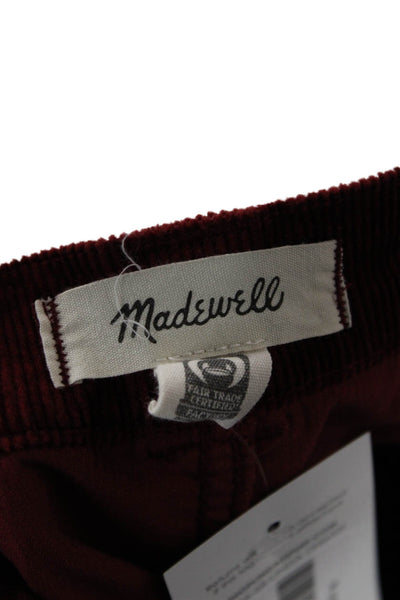 Madewell Unisex Red 90s Solid Button Cotton Modal Elastane Pants Size 28