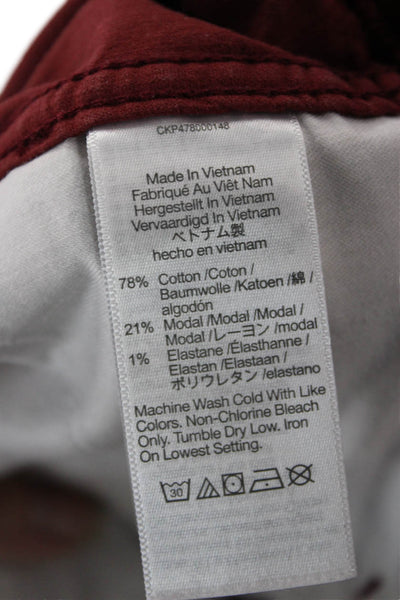 Madewell Unisex Red 90s Solid Button Cotton Modal Elastane Pants Size 28