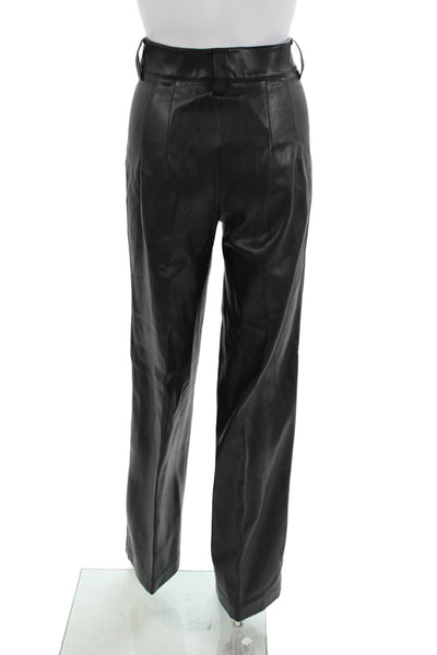 Zara Women Dress Pants Black Biker Solid Button Polyurethane Blend Size M