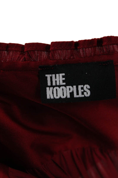 The Kooples Women Bohemian Red V-Neck Long Sleeve Polyester Blouse Size 2