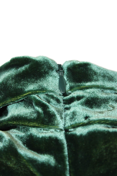 Zara Womens Velvet Turtleneck Long Sleeve Blouse Green Zip Christmas Size S