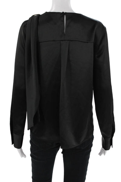 Zara Women Black Long Sleeve Button Blouse Polyester Classic Size M