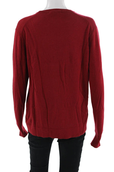 Uniqlo Womens Pullover Wool Crew Neck Long Sleeve Red Sweater Size L