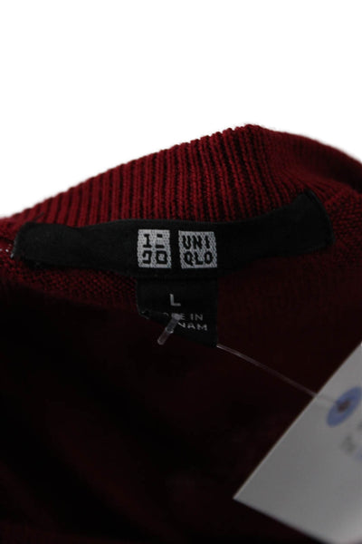 Uniqlo Womens Pullover Wool Crew Neck Long Sleeve Red Sweater Size L