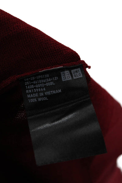 Uniqlo Womens Pullover Wool Crew Neck Long Sleeve Red Sweater Size L