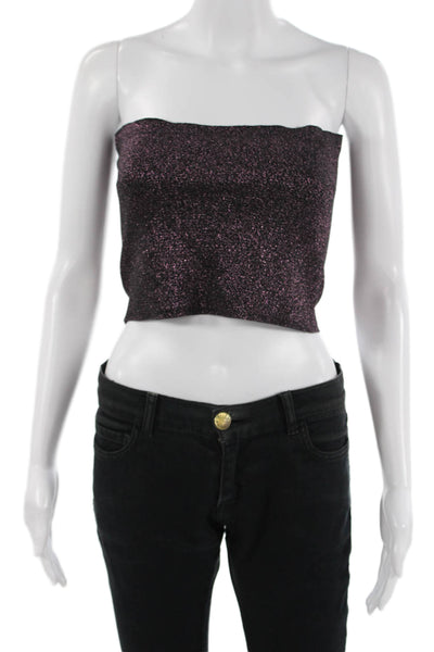 Zara Women Cropped Button-Up Sweater Black Crew Neck Polyester Blend Size M