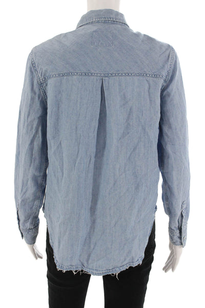 Rails Womens Light Blue Collared Long Sleeve Button-Up Lyocell Linen Size S