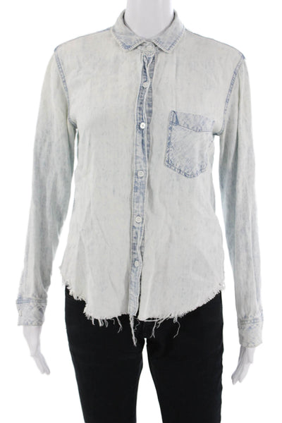 Temptation Womens Bohemian V-Neck Button Up Short Sleeve White Blouse Size S